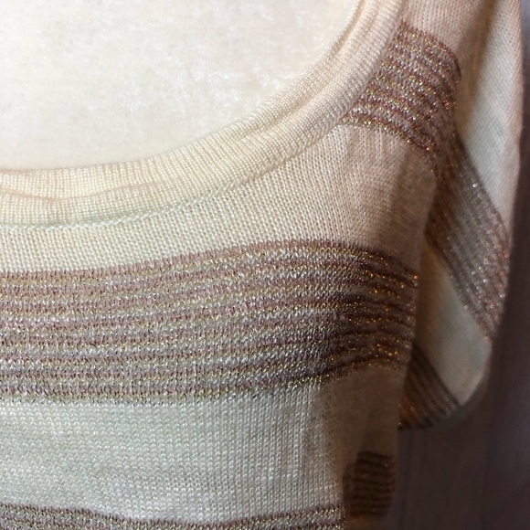 Ann Taylor Women's Cream and brown Scoop Neck - Picture 2 of 5